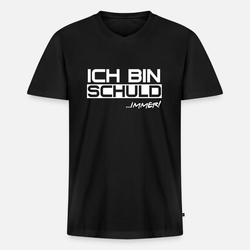 Ich bin schuld immer - Sündenbock - Männer Premium Bio T-Shirt mit V-Ausschnitt - Schwarz