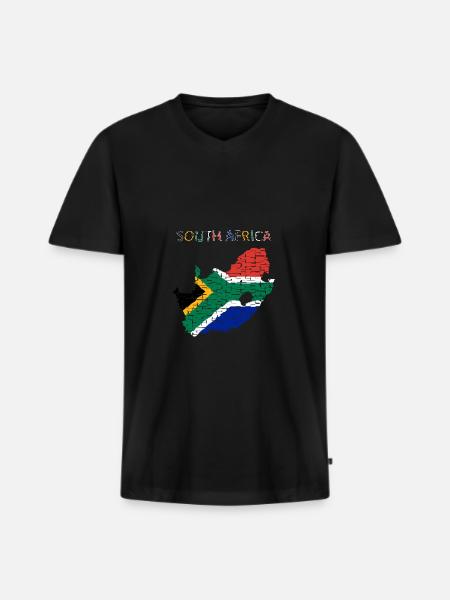 South Africa - Art Design - Men's Premium Organic T-shirt with V-neck - black