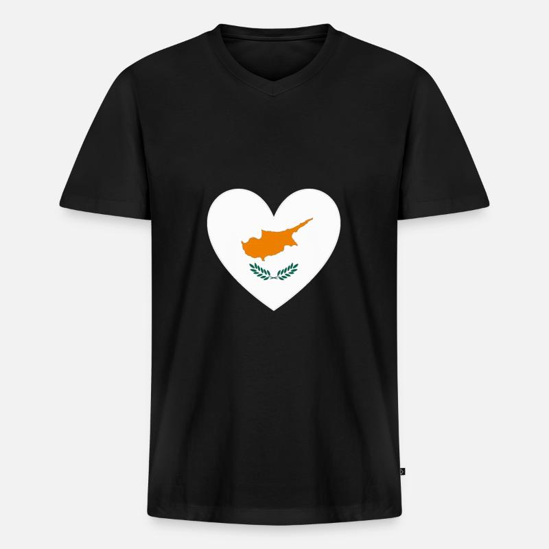Zypern Flagge Herz - Männer Premium Bio T-Shirt mit V-Ausschnitt - Schwarz