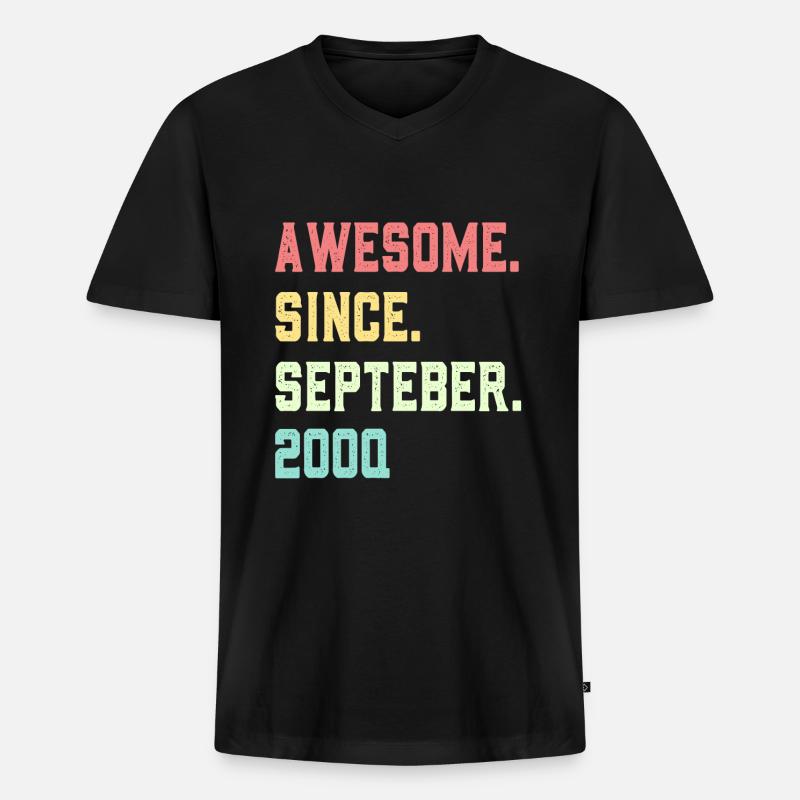 Großartig seit September 2000 - Männer Premium Bio T-Shirt mit V-Ausschnitt - Schwarz