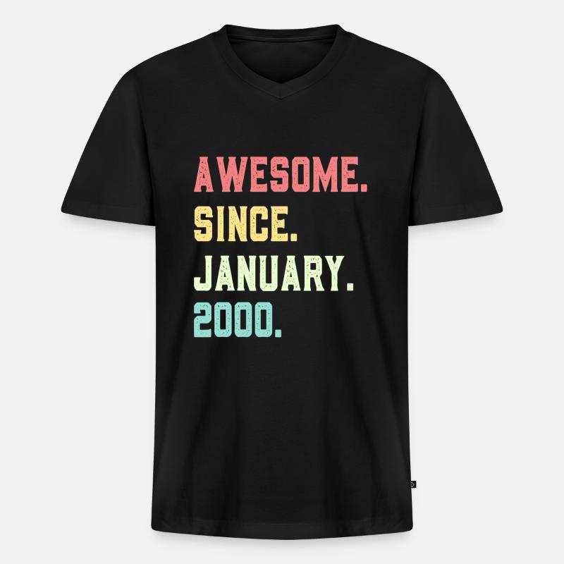 Großartig seit Januar 2000 - Männer Premium Bio T-Shirt mit V-Ausschnitt - Schwarz