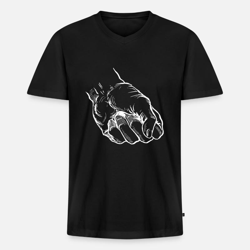 Faust Kampf Kämpfer - Männer Premium Bio T-Shirt mit V-Ausschnitt - Schwarz