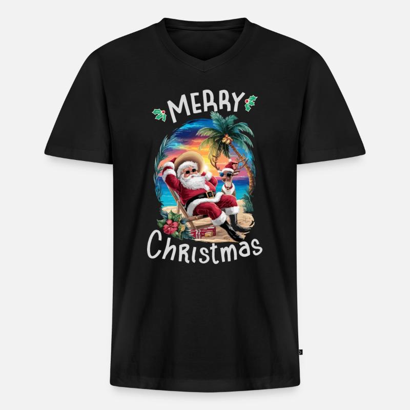 Weihnachten im Juli - Männer Premium Bio T-Shirt mit V-Ausschnitt - Schwarz