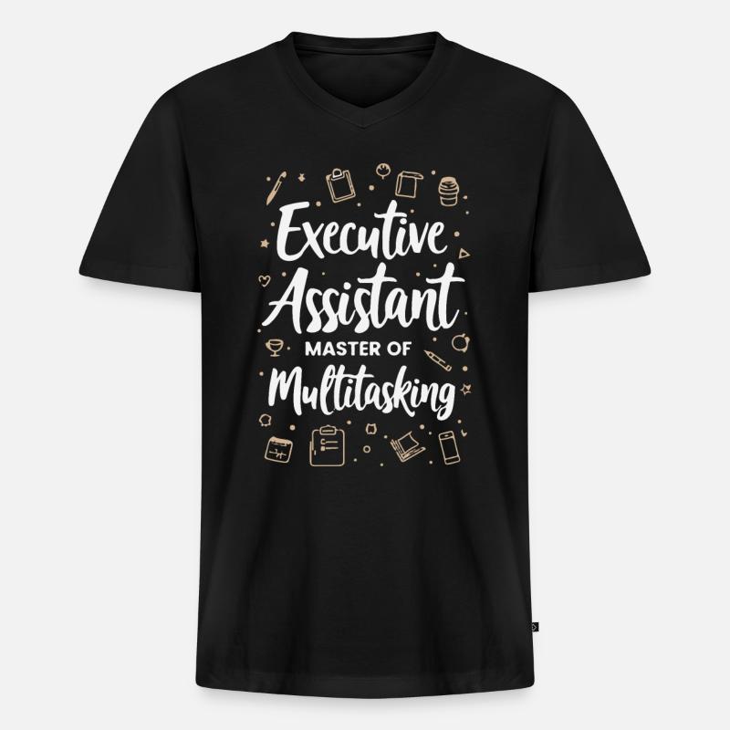 Assistent der Geschäftsführung Multitasking Expert - Männer Premium Bio T-Shirt mit V-Ausschnitt - Schwarz