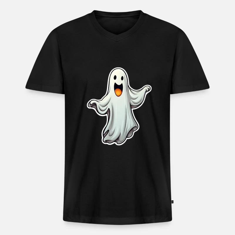 Halloweengeist - Männer Premium Bio T-Shirt mit V-Ausschnitt - Schwarz