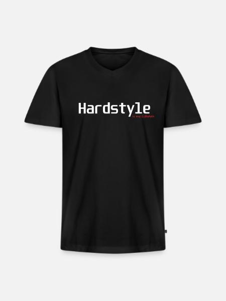 Hardstyle Lifestyle weiss - Männer Premium Bio T-Shirt mit V-Ausschnitt - Schwarz