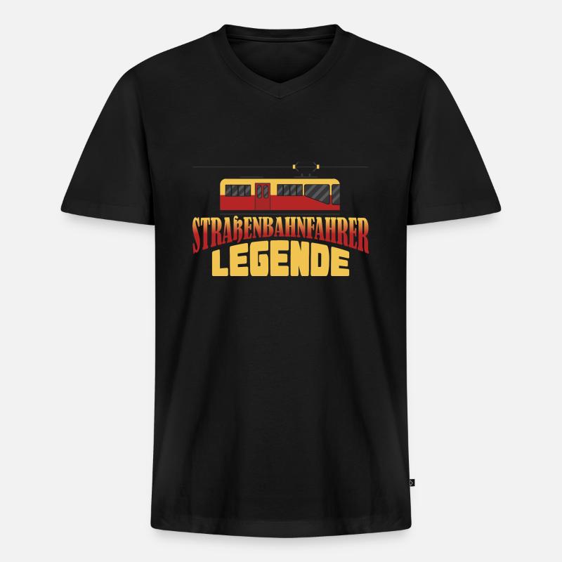 Straßenbahnfahrer Legende - Männer Premium Bio T-Shirt mit V-Ausschnitt - Schwarz