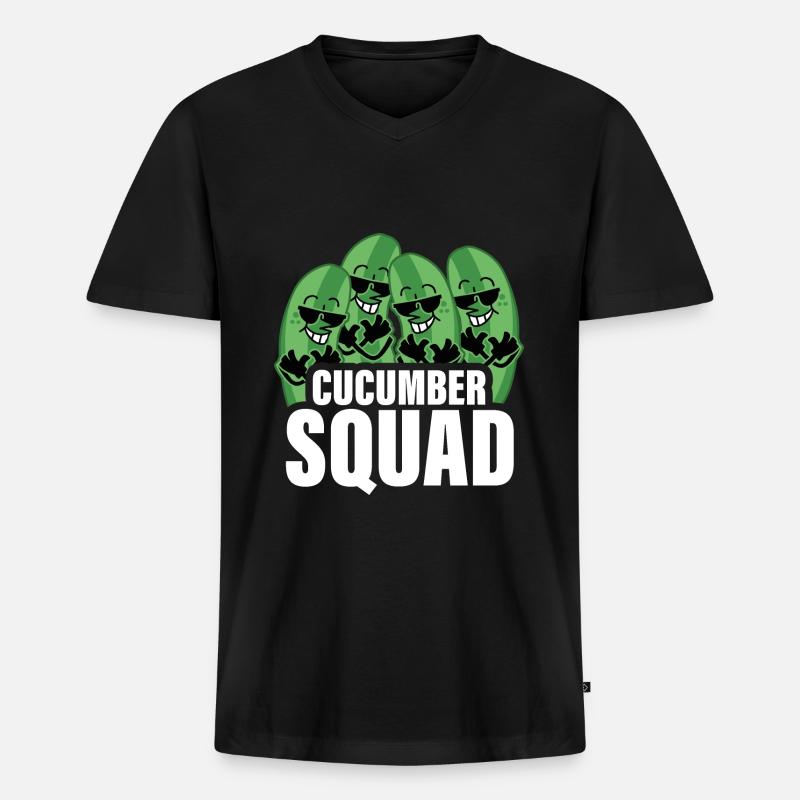 Cucumber Squad coole Gurken - Männer Premium Bio T-Shirt mit V-Ausschnitt - Schwarz