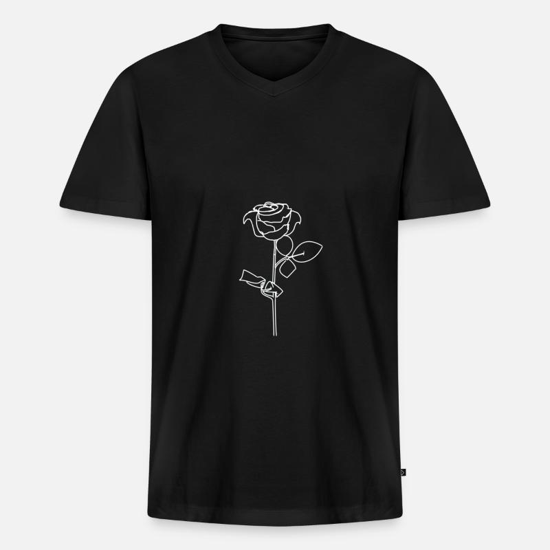 Weise Rose - Männer Premium Bio T-Shirt mit V-Ausschnitt - Schwarz