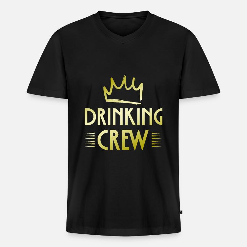 Drinking Crew - Männer Premium Bio T-Shirt mit V-Ausschnitt - Schwarz