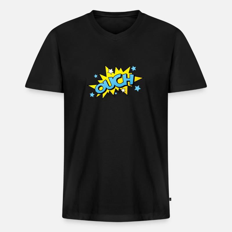 Comic Comicstyle Comic-Strips Nerd Superheld - Männer Premium Bio T-Shirt mit V-Ausschnitt - Schwarz