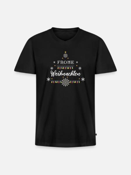 Frohe Weihnachten - Männer Premium Bio T-Shirt mit V-Ausschnitt - Schwarz