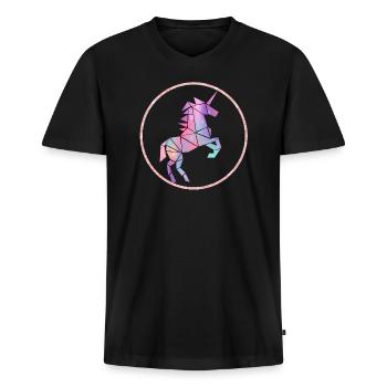 origami Einhorn unicorn - Männer Premium Bio T-Shirt mit V-Ausschnitt - Schwarz - Vorne - Nico (187cm)