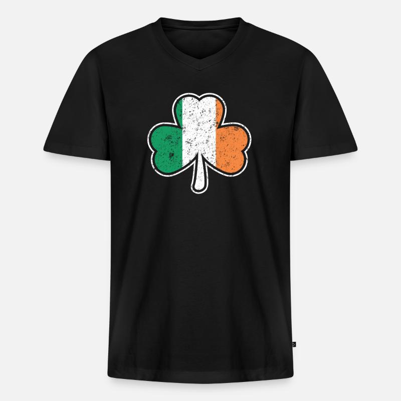 Irisches Kleeblatt - Männer Premium Bio T-Shirt mit V-Ausschnitt - Schwarz