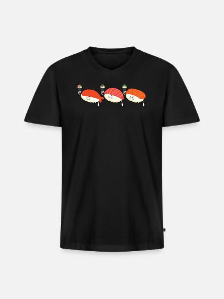 Sushi pirates - Men's Premium Organic T-shirt with V-neck - black