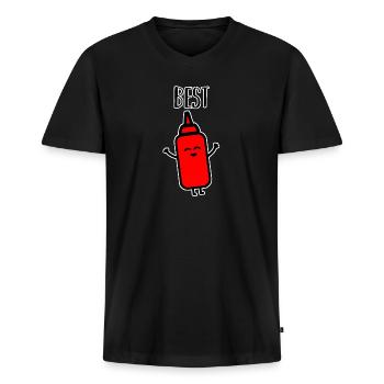 Beste Freunde - Männer Premium Bio T-Shirt mit V-Ausschnitt - Schwarz - Vorne - Nico (187cm)