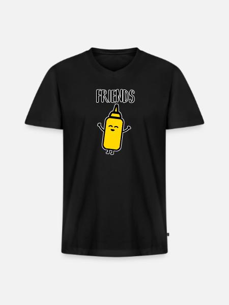 Beste Freunde - Männer Premium Bio T-Shirt mit V-Ausschnitt - Schwarz