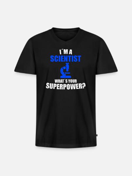 Scientist superpower - Men's Premium Organic T-shirt with V-neck - black