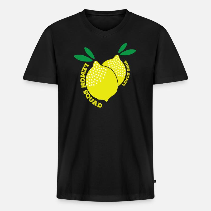Lemon Squad Lemon Bros. - Männer Premium Bio T-Shirt mit V-Ausschnitt - Schwarz
