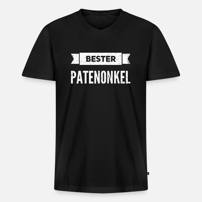 Bester Patenonkel - Männer Premium Bio T-Shirt mit V-Ausschnitt - Schwarz