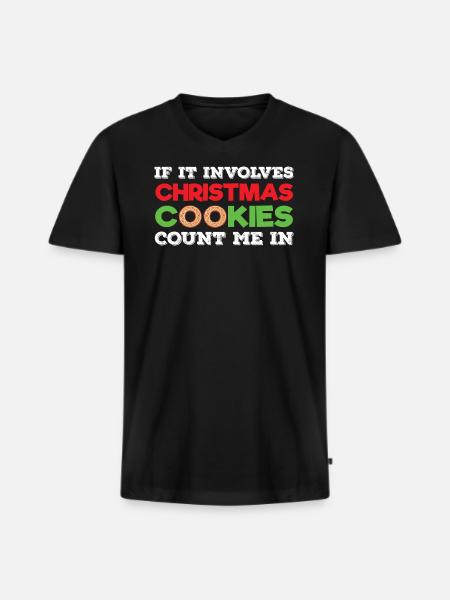 Biscuits de Noël - T-shirt encolure en V Premium bio Homme - noir