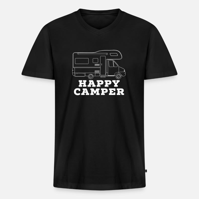 Camper - Männer Premium Bio T-Shirt mit V-Ausschnitt - Schwarz