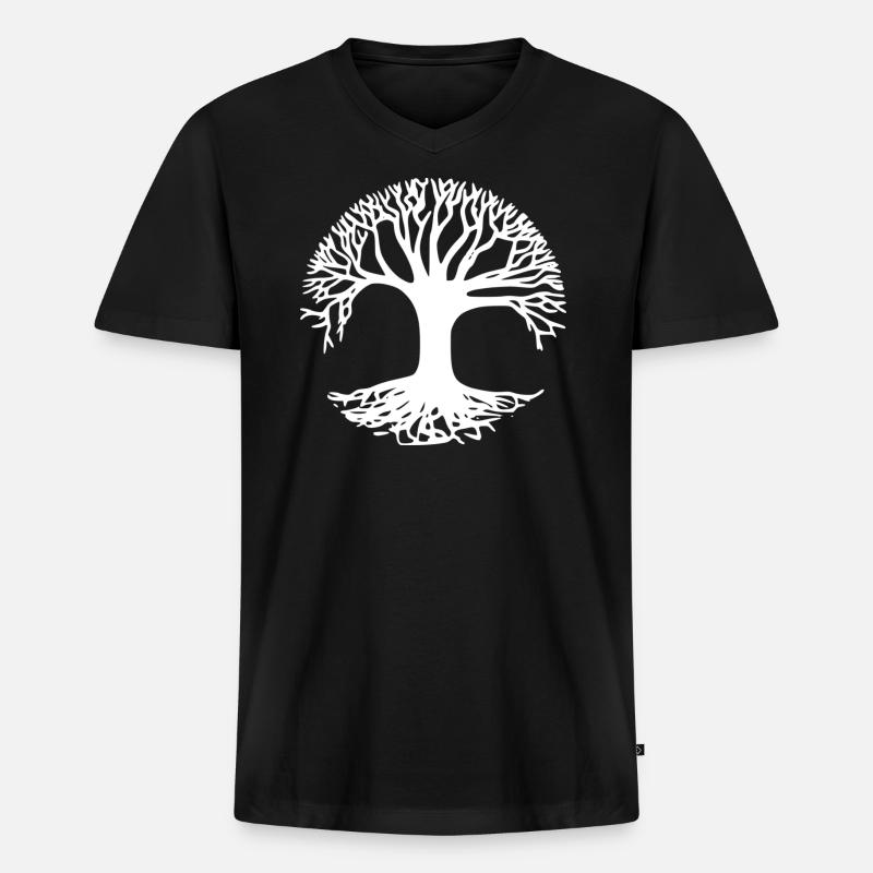 Baum des Lebens - Männer Premium Bio T-Shirt mit V-Ausschnitt - Schwarz