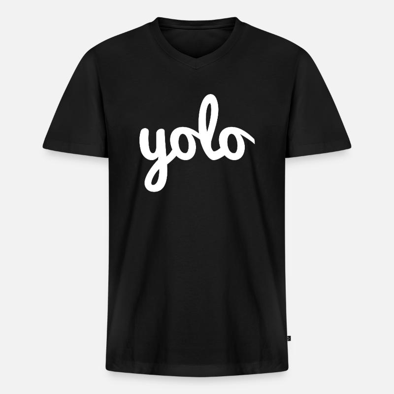Yolo - Männer Premium Bio T-Shirt mit V-Ausschnitt - Schwarz