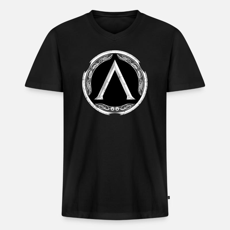 Sparta Krieger - Männer Premium Bio T-Shirt mit V-Ausschnitt - Schwarz