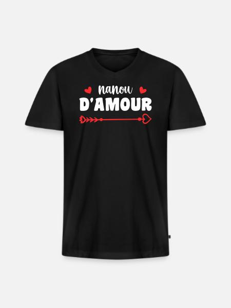Nanou der Liebe - Männer Premium Bio T-Shirt mit V-Ausschnitt - Schwarz