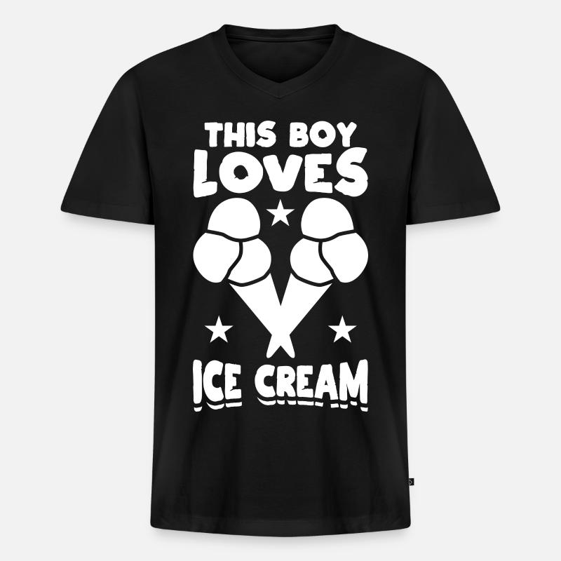 Kleiner Eiscreme Liebhaber - Männer Premium Bio T-Shirt mit V-Ausschnitt - Schwarz