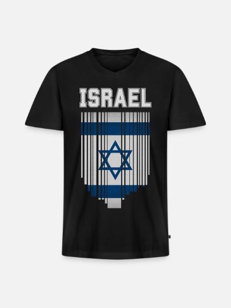 Flag of Israel, Israeli pride - Men's Premium Organic T-shirt with V-neck - black