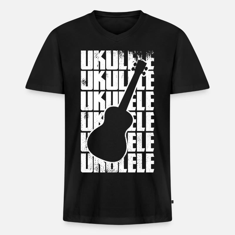 Lustige Ukulele - Männer Premium Bio T-Shirt mit V-Ausschnitt - Schwarz