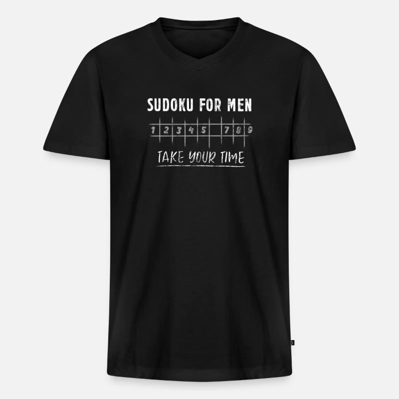 Sudoku - Männer Premium Bio T-Shirt mit V-Ausschnitt - Schwarz