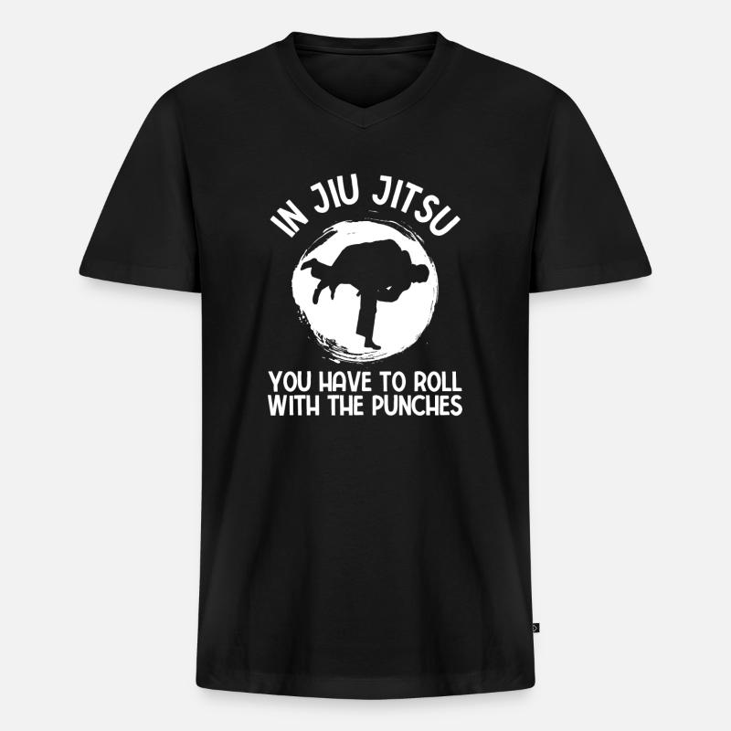 BJJ Jiu Jitsu - Männer Premium Bio T-Shirt mit V-Ausschnitt - Schwarz