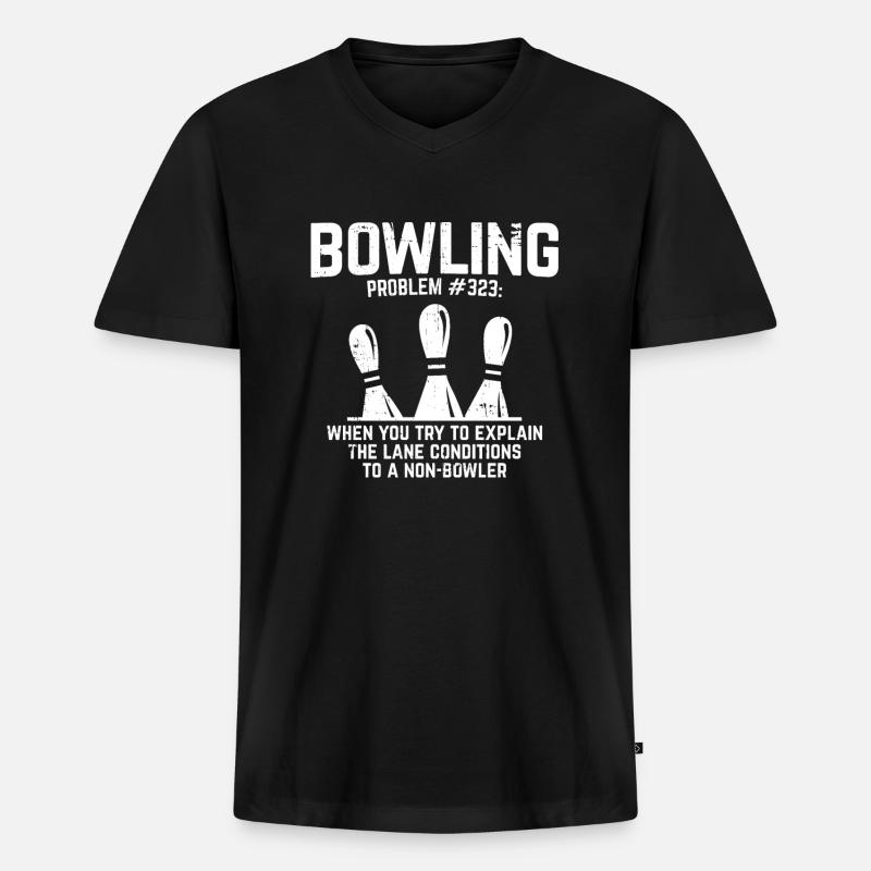 Bowling - Männer Premium Bio T-Shirt mit V-Ausschnitt - Schwarz