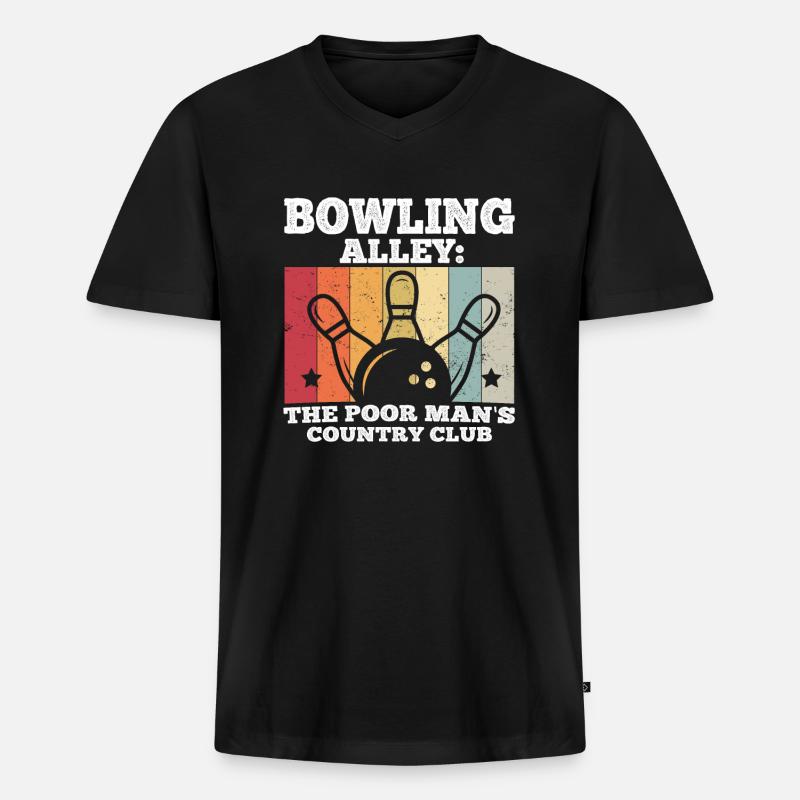 Bowling - Männer Premium Bio T-Shirt mit V-Ausschnitt - Schwarz