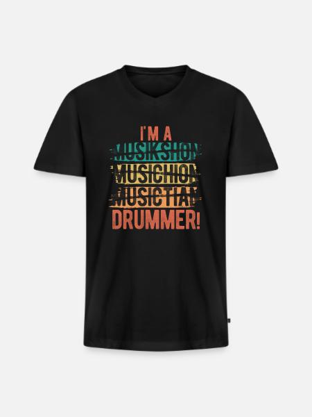 Schlagzeug Spieler Drummer - Männer Premium Bio T-Shirt mit V-Ausschnitt - Schwarz