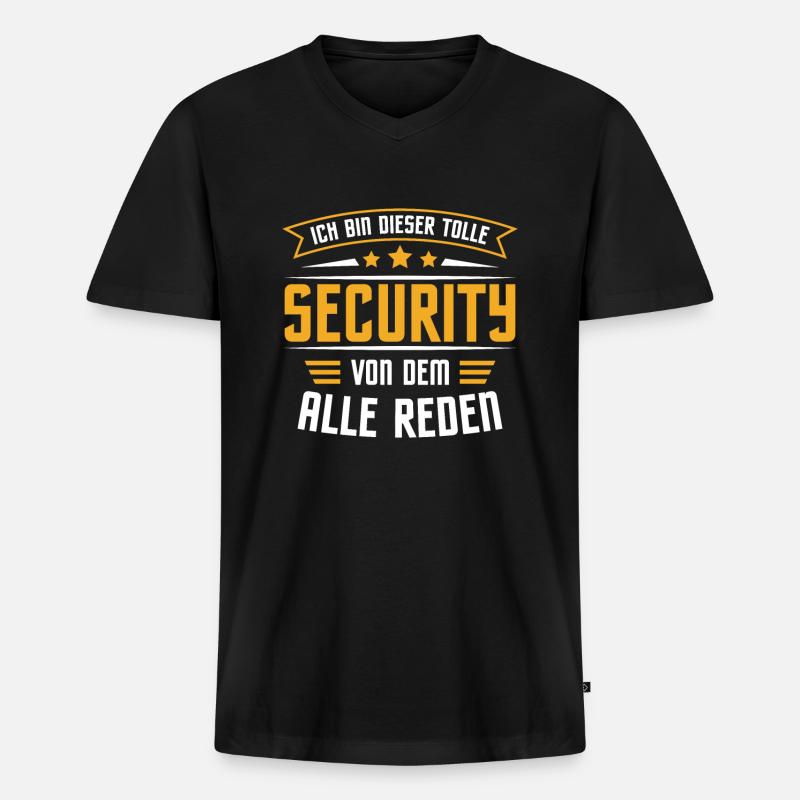 Sicherheitsdienst Türsteher Ordner Security - Männer Premium Bio T-Shirt mit V-Ausschnitt - Schwarz