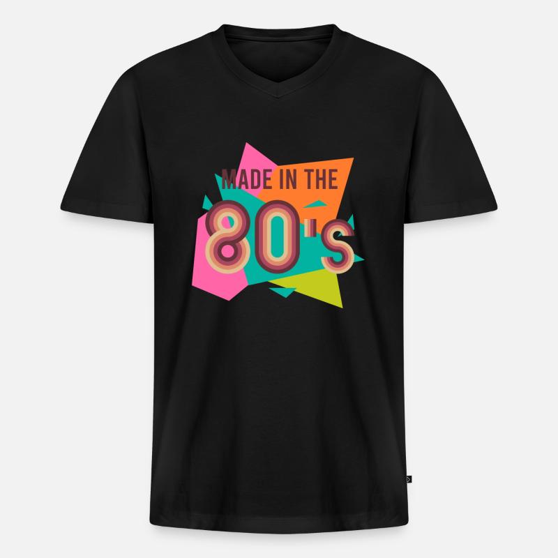 Made in the 80's - Männer Premium Bio T-Shirt mit V-Ausschnitt - Schwarz