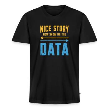 Schöne Geschichte jetzt zeige mir die Daten - Code - Männer Premium Bio T-Shirt mit V-Ausschnitt - Schwarz - Vorne - Nico (187cm)