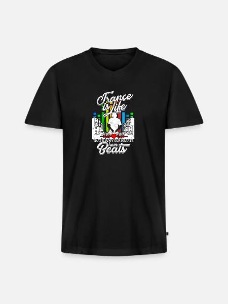 Trance is life That’s why our hearts have beats - - Men's Premium Organic T-shirt with V-neck - black