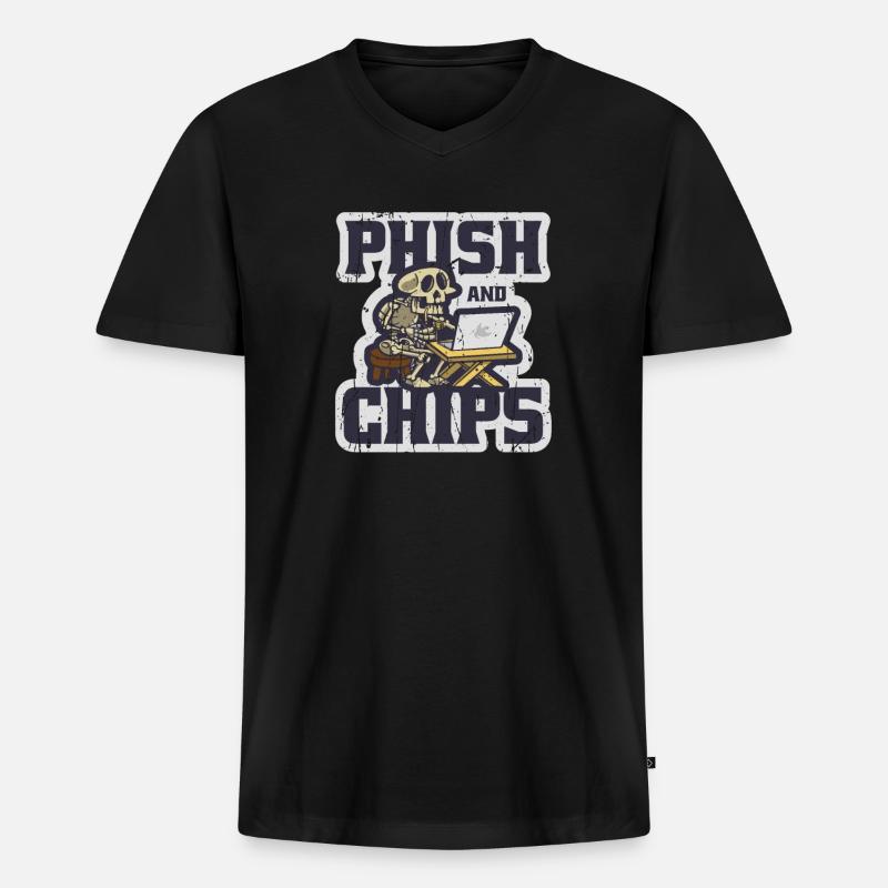 Phish and Chips - decryption - Men's Premium Organic T-shirt with V-neck - black
