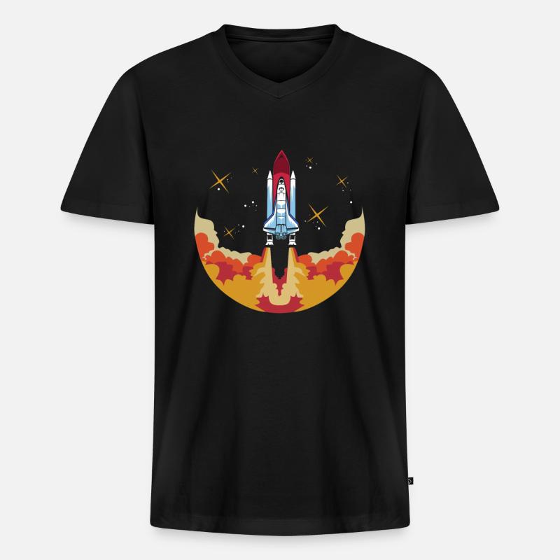Space shuttle launch Astronaut - Männer Premium Bio T-Shirt mit V-Ausschnitt - Schwarz