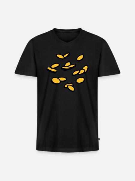 Coins Gold Gold Rain Taler - Men's Premium Organic T-shirt with V-neck - black