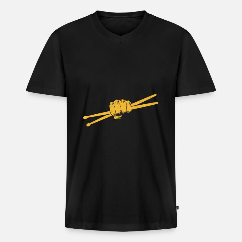 Drumstick Drummer Drum Drumming Drummers - Männer Premium Bio T-Shirt mit V-Ausschnitt - Schwarz