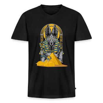 Égypte - T-shirt encolure en V Premium bio Homme - noir - Devant - Nico (187cm)