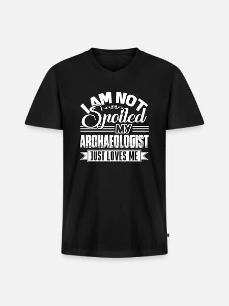Mon archéologue m'aime - T-shirt encolure en V Premium bio Homme - noir