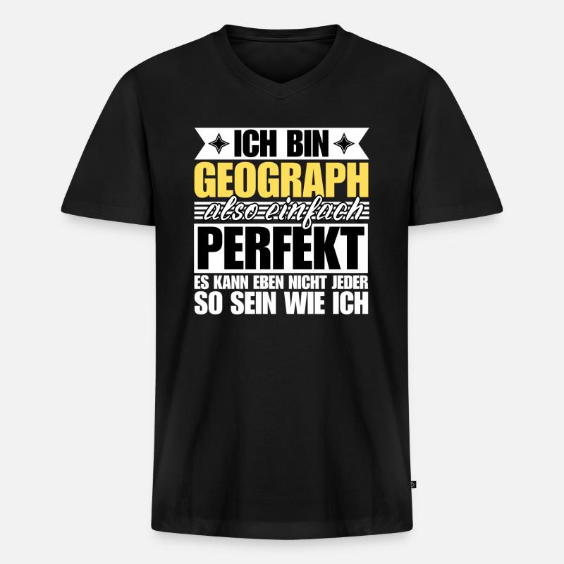 Perfekter Geograph - Männer Premium Bio T-Shirt mit V-Ausschnitt - Schwarz