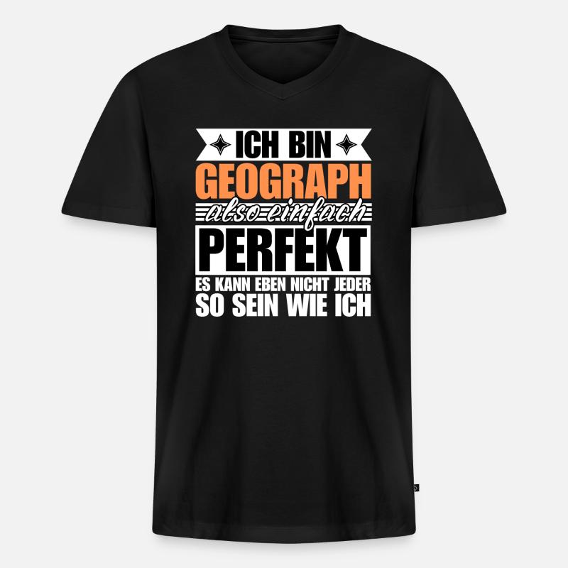 Perfekter Geograph - Männer Premium Bio T-Shirt mit V-Ausschnitt - Schwarz